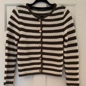 Mango Striped Button-Up Women Sweater